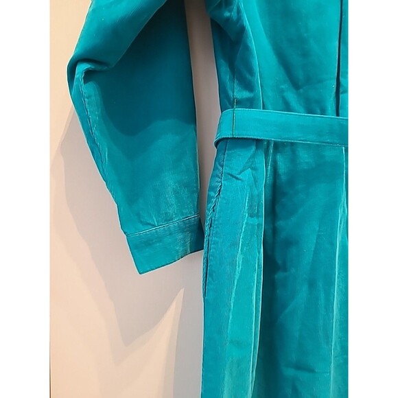 Vintage Corduroy Turquoise Button Down Shirt Dress Belted Sz 6 - Picture 11 of 11